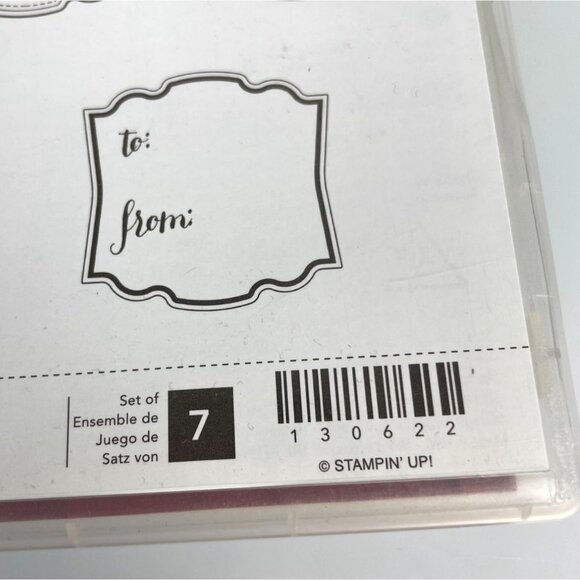 Stampin' Up! Label Love, Set of 7 Rubber Stamps, Gift Tags Wedding Birthday Baby - Picture 2 of 10